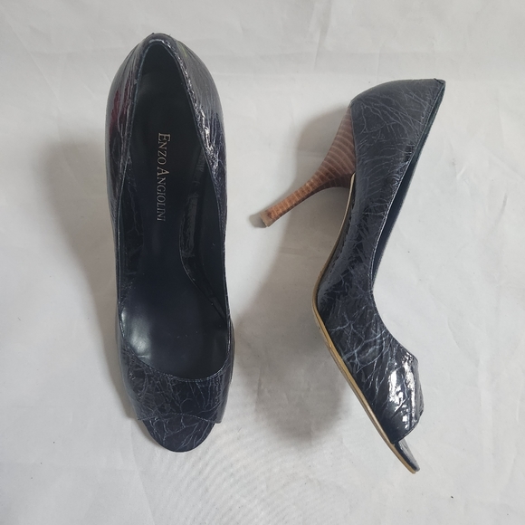 Enzo Angiolini Eamayle Navy Blue Patent Leather Heels - Picture 1 of 12